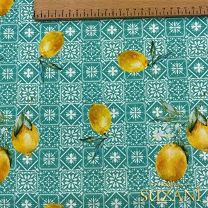 Retro Limon Desenli Dijital Baskılı Kumaş