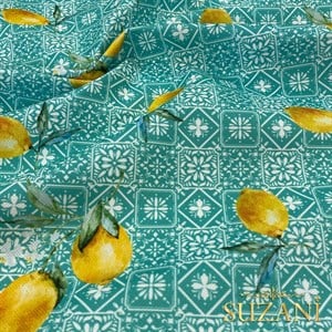 Retro Limon Desenli Dijital Baskılı Kumaş
