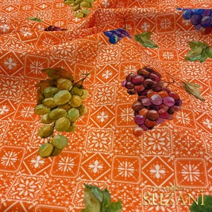 Retro Üzüm Desenli Dijital Baskılı Kumaş