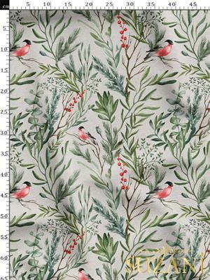 Saka Kuşu Desenli Dijital Baskılı Kumaş