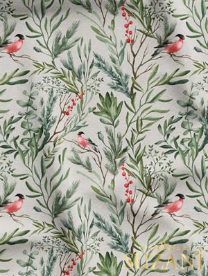 Saka Kuşu Desenli Dijital Baskılı Kumaş