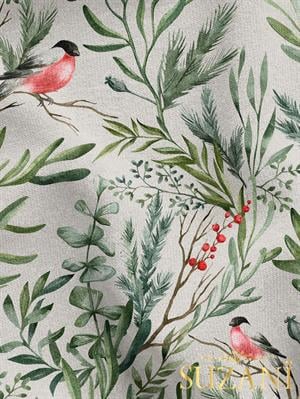 Saka Kuşu Desenli Dijital Baskılı Kumaş