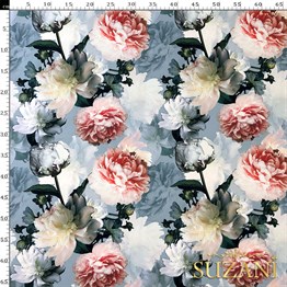 Şakayık Çiçeği Desenli Dijital Baskılı Kumaş