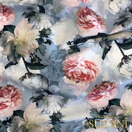 Şakayık Çiçeği Desenli Dijital Baskılı Kumaş