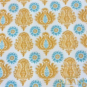 Sarı Damask Desenli Dijital Baskılı Kumaş