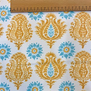 Sarı Damask Desenli Dijital Baskılı Kumaş