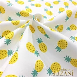 Sarı Küçük Ananas Desenli Kumaş