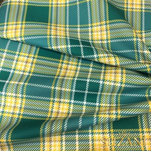 Sarı Yeşil Ekose Desenli Dijital Baskılı Kumaş