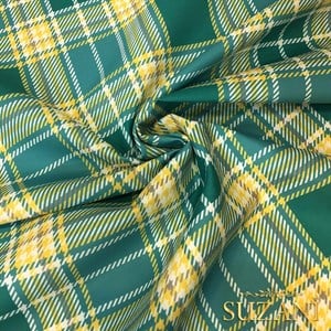 Sarı Yeşil Ekose Desenli Dijital Baskılı Kumaş