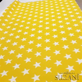 Sarı Zemin Beyaz Yıldızlı Kumaş