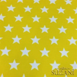 Sarı Zemin Beyaz Yıldızlı Kumaş