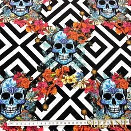 Sarmaşık Kafatası Desenli Kumaş