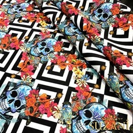 Sarmaşık Kafatası Desenli Kumaş