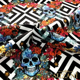 Sarmaşık Kafatası Desenli Kumaş