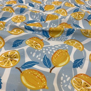 Seaside Limon Desenli Dijital Baskılı Kumaş