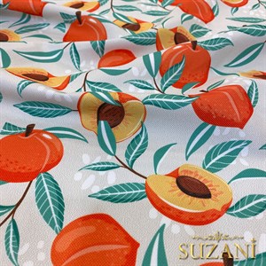 Seaside Şeftali Desenli Dijital Baskılı Kumaş