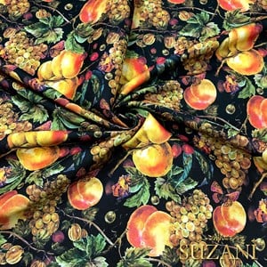 Şeftali Desenli Dijital Baskılı Kumaş