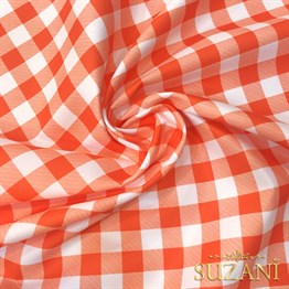 Şeftali Küçük Pötikare Desenli Dijital Baskılı Kumaş