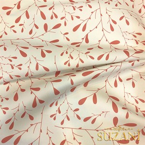 Şeftali Minik Yaprak Desenli Dijital Baskılı Kumaş