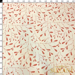 Şeftali Minik Yaprak Desenli Dijital Baskılı Kumaş