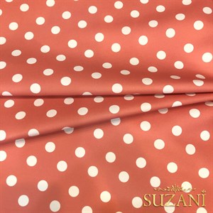 Şeftali Puantiye Desenli Dijital Baskılı Kumaş