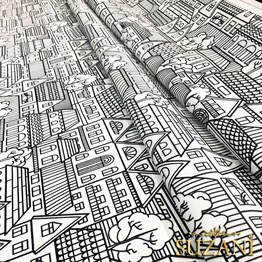 Şehir Evleri Desenli Kumaş