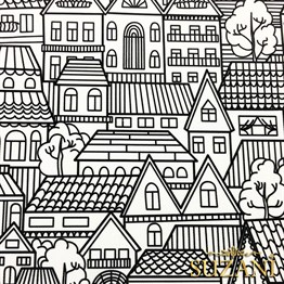 Şehir Evleri Desenli Kumaş