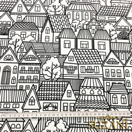 Şehir Evleri Desenli Kumaş