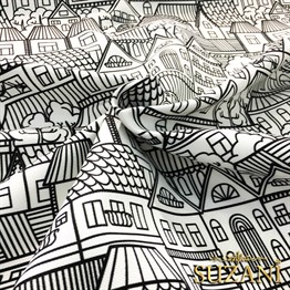 Şehir Evleri Desenli Kumaş