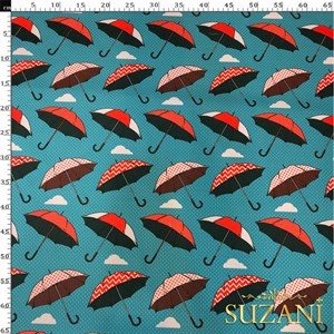 Şemsiye Desenli Dijital Baskılı Kumaş