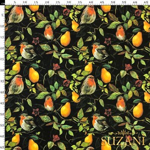 Serçe Desenli Dijital Baskılı Kumaş