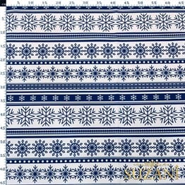 Şerit Kar Tanesi Desenli Dijital Baskılı Kumaş