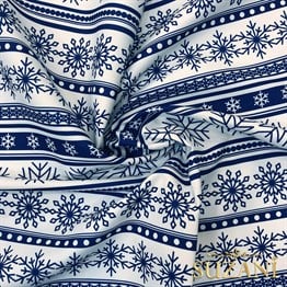 Şerit Kar Tanesi Desenli Dijital Baskılı Kumaş