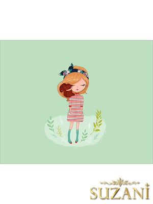 Sincap ve Kız Desenli 3lü Beslenme Örtüsü, Amerikan Servisi Kumaşı