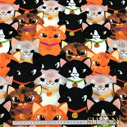 Sinsi Kedi Desenli Kumaş