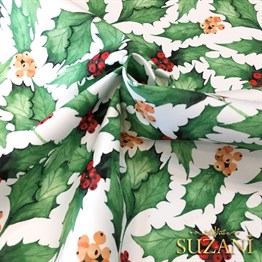 Sivri Yapraklı Yılbaşı Desenli Kumaş