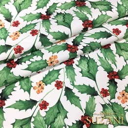 Sivri Yapraklı Yılbaşı Desenli Kumaş