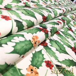 Sivri Yapraklı Yılbaşı Desenli Kumaş