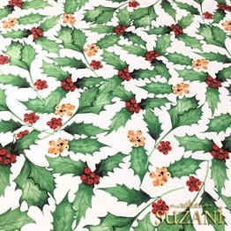 Sivri Yapraklı Yılbaşı Desenli Kumaş