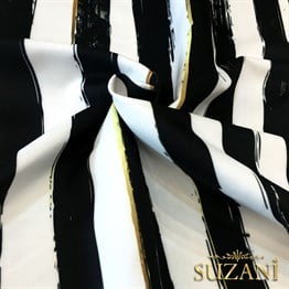 Siyah Beyaz Eskitme Çizgili Kumaş