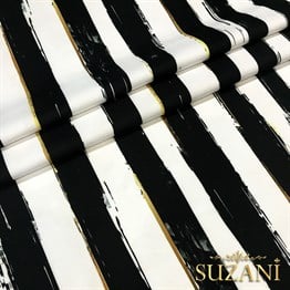 Siyah Beyaz Eskitme Çizgili Kumaş