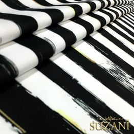 Siyah Beyaz Eskitme Çizgili Kumaş