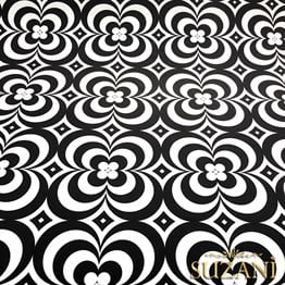 Siyah Beyaz Geometrik Vintage Desenli Kumaş