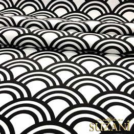 Siyah Beyaz Halkalar Vintage Desenli Kumaş