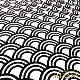 Siyah Beyaz Halkalar Vintage Desenli Kumaş