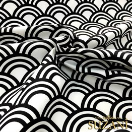 Siyah Beyaz Halkalar Vintage Desenli Kumaş