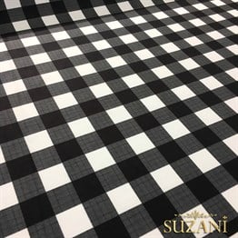 Siyah Beyaz Klasik Ekose Desenli Kumaş