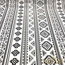 Siyah Beyaz Modern Etnik Desenli Kumaş