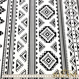 Siyah Beyaz Modern Etnik Desenli Kumaş