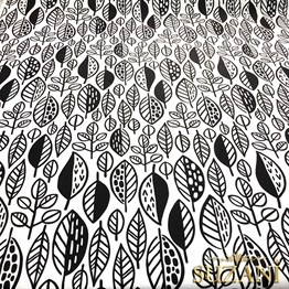 Siyah Beyaz Pop Yaprak Desenli Kumaş